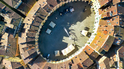 Wall Mural - Aerial view of Piazza Anfiteatro in Lucca, Tuscany - Italy