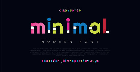 Wall Mural - Minimal modern alphabet fonts. Typography minimalist urban digital fashion future creative logo font. vector illustration