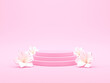 © Nada Sertic - Product display mockup with podium pedestal platform and flowers. 3D render.