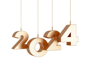 Wall Mural - 2024 golden bold number 3d-illustration