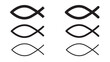 Christian fish set. Ichthys. Religious symbol. Vector illustration