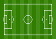 Football field standard marking editable stroke green stripe background. Vector