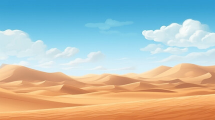  A dry desert surrounded by sand dunes with a clear sky.