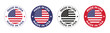 Made in USA labels Icon set, made in USA logo, USA flag Badges , American product emblem, Vector illustration