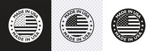 Made In USA Badge With USA Flag Elements Set, Made In Usa Logo, American Product Emblem, Made In USA Stamp,Vector Illustration
