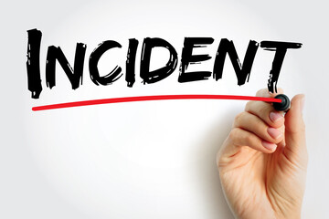 Poster - Incident - an instance of something happening, an event or occurrence, text concept background