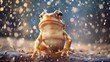 Happy frog rejoices in first snow.
