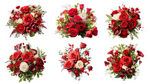 Collection Of PNG. Red Rose And Eustoma Flowers Isolated On A Transparent Background.