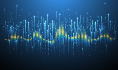 Technology background. Big data concept. Binary computer code. Hand drawn vector illustration.