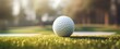 Golf ball on the grass. generative AI