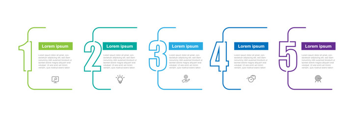 Modern design template infographic vector element with 5 step process or options 