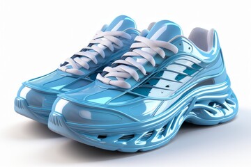 sneakers with a transparent sole, on an isolated transparent background, Generative AI