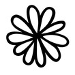 Flower doodle hand drawn with black line, png isolated on transparent background