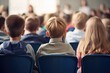 © Ева Поликарпова - A group of children sitting in chairs in front of a crowd. Suitable for educational events or performances
