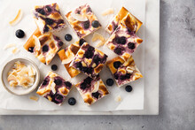 Blueberry Cheesecake Bars With Coconut