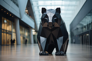 Fototapete - A geometric interpretation of a bear, where sharp angles and clean lines define the outline of this charismatic cubic creature.