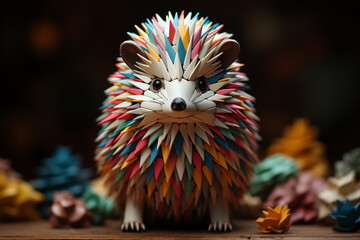 Poster - A charming cubic hedgehog, its spiky coat transformed into a delightful composition of geometric shapes, adding a touch of whimsy.