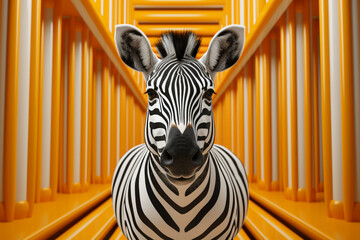 Poster - A vibrant depiction of a cubic zebra, its iconic black and white stripes reimagined through a visually engaging combination of geometric patterns.