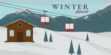 Winter Resort Minimalistic Print Poster Collection Design For Advertising, Banners, Leaflets