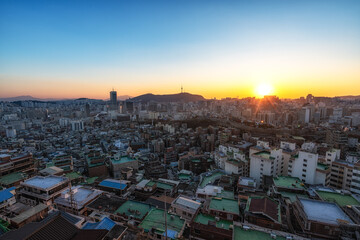 Wall Mural - Sunset view over Seoul City