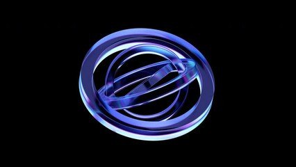 Poster - Abstract animation of rotating rings, background design, 3d render, 4k seamless looped video