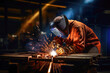 © EdNurg - A worker in a protective mask demonstrating precision and skill in metal welding, prioritizing safety in the workplace.