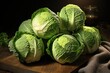 watercolor cabbage isolated on dark, AI Generated