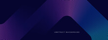 Dark Abstract Background With Glowing Geometric Lines. Modern Shiny Purple Blue Gradient Rounded Square Lines Pattern. Futuristic Technology Concept. Vector Illustration