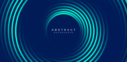 Blue abstract background with glowing circles. Swirl circular lines pattern. Geometric spiral. Twirl element. Modern graphic design. Futuristic technology concept. Vector illustration