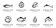 Black fish logo collection on a white background. Fish icon logo templates. Creative fish logo