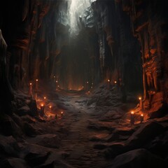 Canvas Print - a cave with lit candles