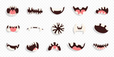 Fototapeta  - Cartoon monster mouth character collection. Cute cartoon monsters mouth. Kids cartoon character for poster