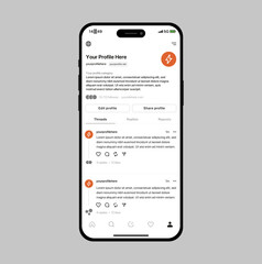 Wall Mural - Mock up of sample social media profile on mobile phone