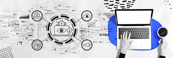 Poster - Data Privacy concept with person using a laptop computer