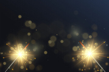 Poster - Magical light. Sparkler. Candle sparkling on the background. Realistic vector light effect. Winter, seasonal christmas decoration illustration.	
