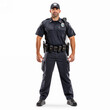 © bravissimos - Full length Cop man in security guard posing isolated on white.