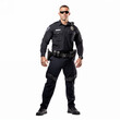 © bravissimos - Full length Cop man in security guard posing isolated on white.