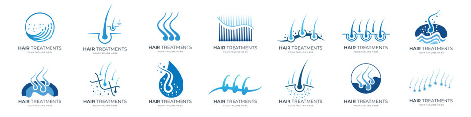 set vector of hair treatment logo icon vector illustration design.