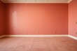Simple room, salmon color Wall, carpeted Floor