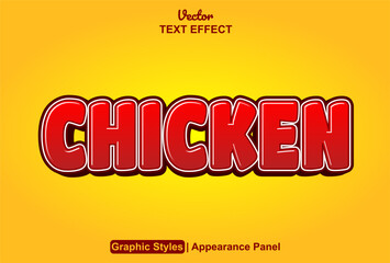 Poster - chicken text effect with red color graphic style editable.