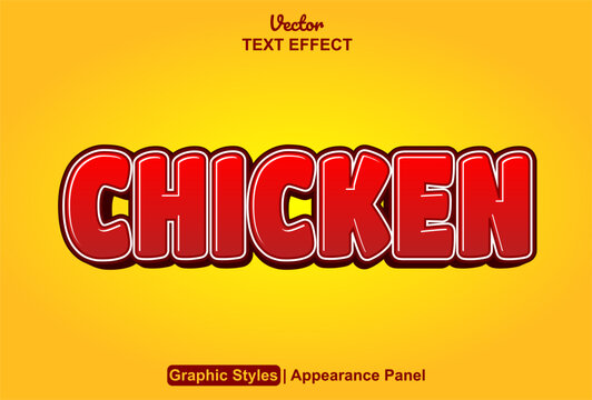 chicken text effect with red color graphic style editable.