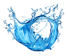 blue water splash isolated on transparent background	