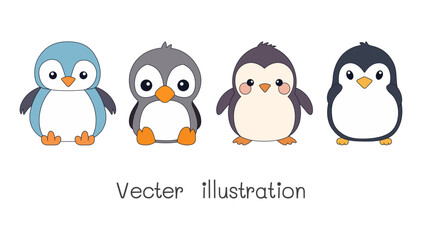 set of clip art cartoon bird penguin isolated on the background. ready to apply to your story book, 