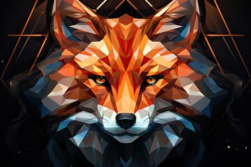 Wall Mural - a geometric fox head 