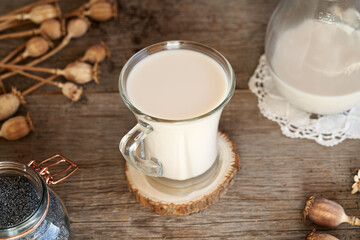 Wall Mural - Vegan poppy seed milk in a glass cup