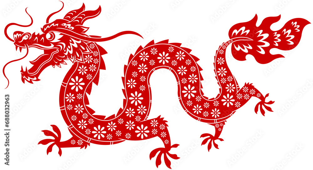 Happy Chinese New Year 2024 Year Of The Dragon Zodiac. Vector Hand ...