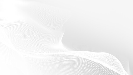 Aufkleber - Dot white gray wave light technology texture background. Abstract big data digital concept. 3d rendering.