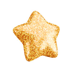 Wall Mural - vector 3d gold glitter textured star icon on white background. cute realistic cartoon 3d award rende