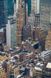Aerial view with details of New York city skyline