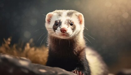 a ferret portrait, wildlife photography